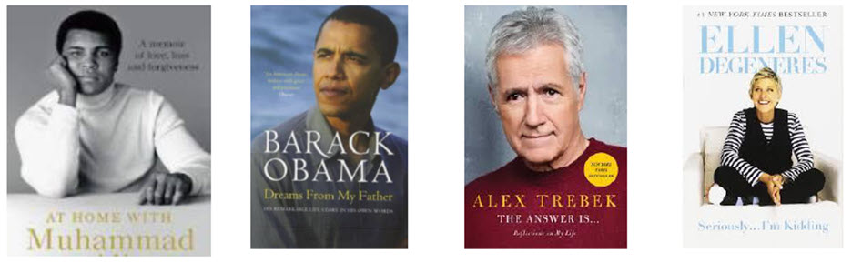 Sample book covers from autobiographies of famous people
